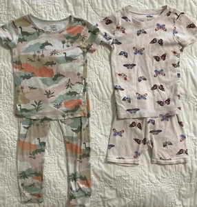 Lot of 2 - Girl's 2 Piece Pajama Sets (4 pc.), Size 5T, Dinosaurs & Butterflies - Picture 1 of 3