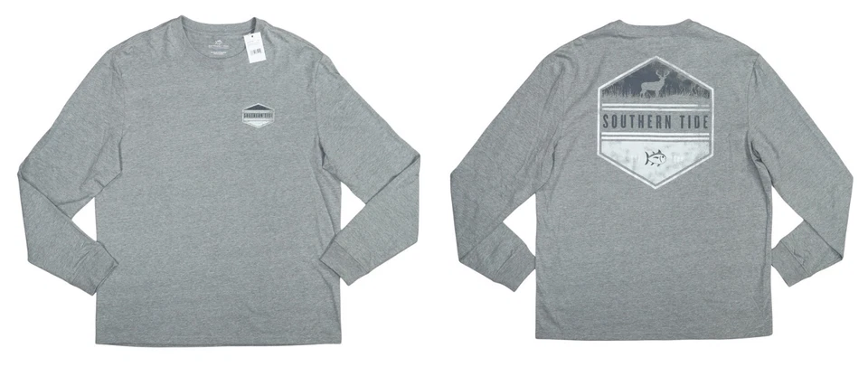 Camiseta masculina manga longa estampa gráfica Southern Tide gola redonda nova com etiquetas - Imagem 1 de 1