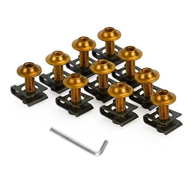 Motorcycle Aluminum Fairing Screen M6x20mm Screw Bolts Clips kit Gold QTY 10 YO- Foto 1 de 4