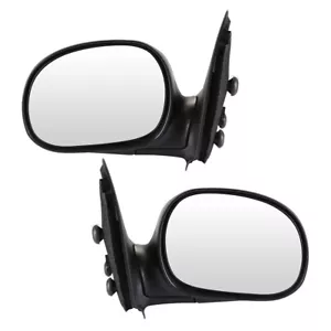 LH+RH Side Black Housing Manual Fold Mirrors Pair For 1997-2004 Ford F150 - Foto 1 di 10