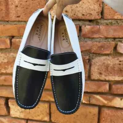 Men Shoes Leather Casual Formal Loafers Moccasins Italian Slip on Boat Driving - Image 1 of 4
