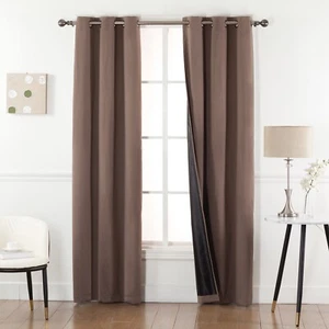 Brown 100% Blackout Window Curtains - Black Back & Grommets - 4 SIZES!!! - Picture 1 of 6