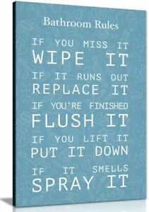 Bathroom Toilet Rules Canvas Print Wall Art Picture Artwork Home Decor Print