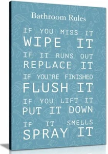 Bathroom Toilet Rules Canvas Print Wall Art Picture Artwork Home Decor Print - Picture 1 of 9