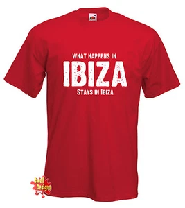 WHAT HAPPENS IN IBIZA stag night hen party holiday T shirt vest All Sizes - Picture 1 of 7
