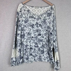 Ruff Hewn Womens Boho Lace Inset Top Size 2X Floral Cottagecore Feminine Country - Picture 1 of 8