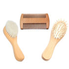 US 3 Pack Wooden Baby Hair Brush Comb Set Newborn Toddler Bristles Massage Scalp
