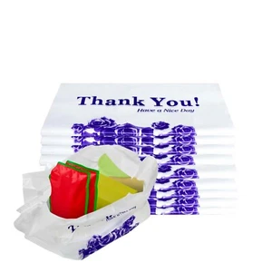 5000 Pack - 1/8 White Flower Plastic Shopping Bags - T-Shirt Bags 17x10x6 in - Picture 1 of 5