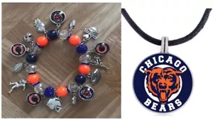 Chicago Bears Necklace And Charms Bracelet Set - Picture 1 of 2