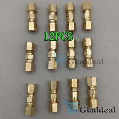 12X Straight Brass Brake Line Inverted Compression Fitting Unions For 3/16" Tube - Image 1 of 4