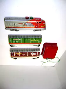 Vintage T.N. Nomura Santa Fe HO Gauge Tin Litho Locomotive Train & Cars - Mobil - Picture 1 of 13
