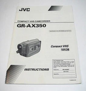 JVC Compact VHS Camcorder GR-AX350 Operating Instructions Manual - Picture 1 of 7