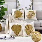 Outdoor Waterproof Throw Pillow Covers Tropical Gold Palm Leaves Cushions Pillow