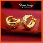 Womens Girls 24k Yellow Gold Filled Vintage Flower Band 10mm Small Hoop Earrings