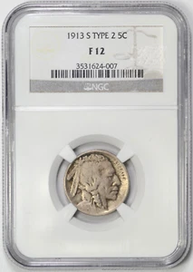 1913-S TYPE 2 BUFFALO NICKEL NGC F12 KEY DATE NICE COIN - Picture 1 of 3