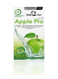 Swift Apple Pro Ammonia-Free Natural BLACK Hair Dye Color Cream - 100ml x 2 - Picture 1 of 2