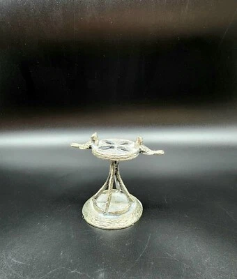 Vintage "Hanna" Silver Plated Metal Toothbrush/Eyebrow Brush Holder Birds - Image 1 of 4