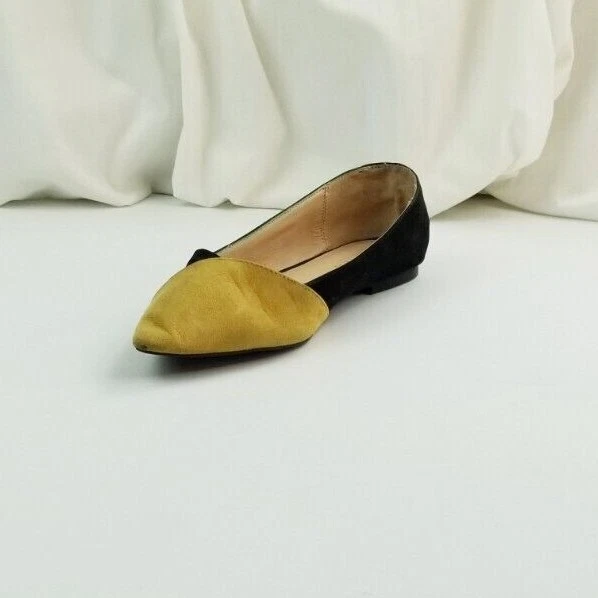 Zara Trafaluc Talla 37 (US 7-7.5) Dijon Amarillo Negro Verde Gamuza Punta Plana Foto 1 de 4