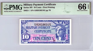 Series 591 10 Cents Pick S862-1 Military Payment Certificate PMG 66 EPQ - Picture 1 of 11