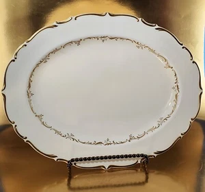 Royal Doulton RICHELIEU White and Gold Oval PLATTER 1959-1978 EXCELLENT, 13.25" - Picture 1 of 6