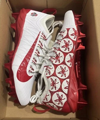Size 10.5 Nike Alpha Huarache 7 Pro Low Lacrosse Cleats White/Red OHIO STATE PE - Image 1 of 4