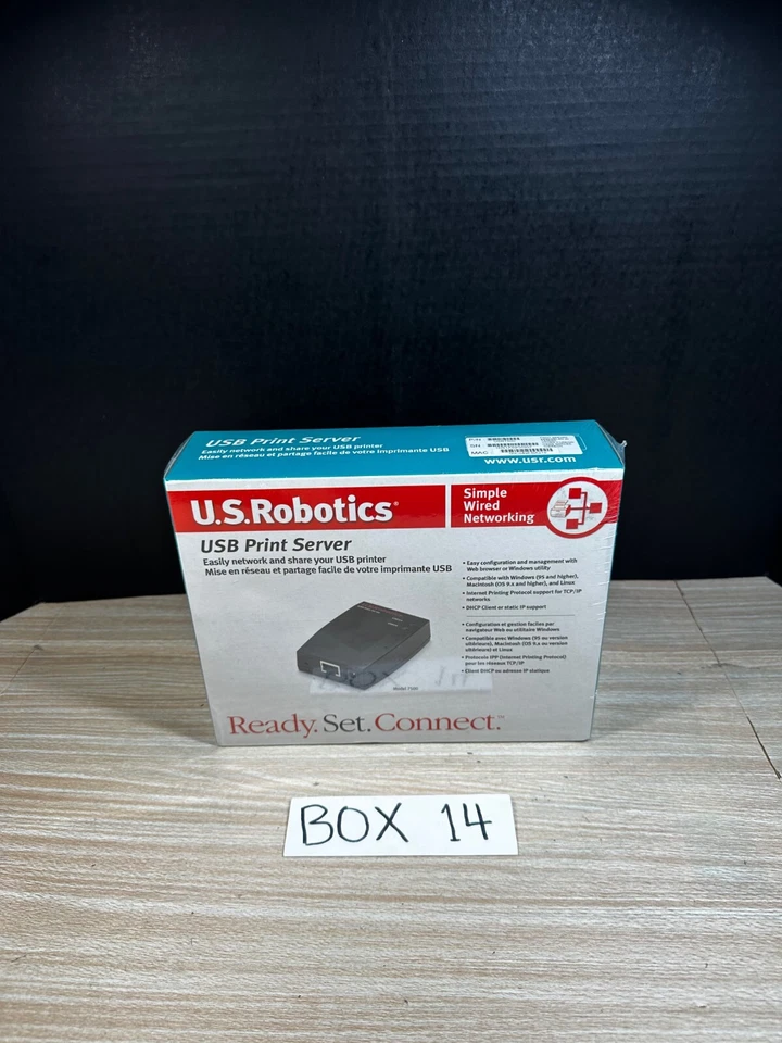 SEALED! U.S. Robotics USB Print Server TCP/IP APLTLK NTBUI (USR7500) - Image 1 of 4