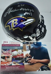 JAMAL LEWIS SIGNED CUST FACE MASK MINI HELMET BALTIMORE RAVENS 2000 YDS 03 JSA - Picture 1 of 7
