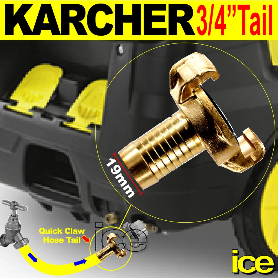 CONECTOR DE ACOPLAMIENTO DE GARRA RÁPIDA ENTRADA COLA MANGUERA 3/4" BAJA PRESIÓN LATÓN KARCHER