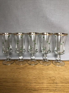 Set di 5 trifoglio vintage in vetro celtico con stelo sherry irlandese tiro cordiale - Foto 1 di 8