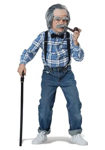 Child Old Man Dress Up Kit Bowtie Suspenders and Wig Only - Picture 1 of 1