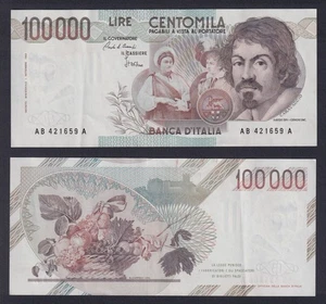 Banknote Italien 100000 Lire Caravaggio 1. Typ 1985 P.-110a SPL++/XF++ - Bild 1 von 1
