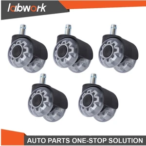 Labwork 5 Pack 2 Inch Universal Office Chair Caster Rubber 360° Swivel Wheels - Picture 1 of 13