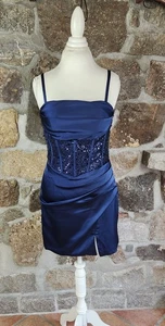 Vestido de fiesta con correa de espagueti lentejuelas ceñido al cuerpo talla 10 corsé  - Imagen 1 de 12