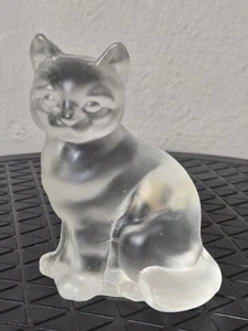FENTON Glas sitzende Katze Kätzchen 3,75" matt opalisierend Vintage - Bild 1 von 8