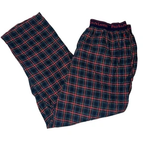 Polo Ralph Lauren tartan plaid flanella cotone pigiama pantalone lounge uomo XL rosso  - Foto 1 di 6