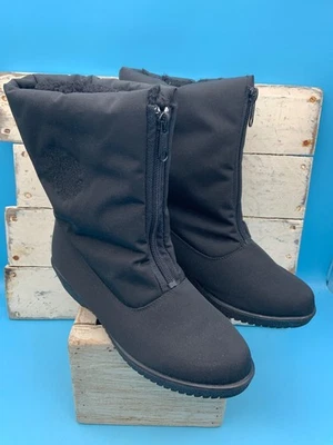 Calentadores de Puntera Botas Mujer 7.5M Media Pantorrilla Invierno Informales Negras Cremallera Frontal Foto 1 de 4