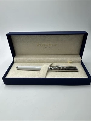 Waterman Hemisphere Deluxe Metal White  Rollerball Pen  New In Box - image 1 of 4