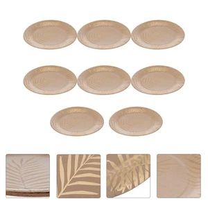 8 Pcs Palm Leaf Paper Pallet Round Serving Plate Tropical Party Plates - Picture 1 of 12