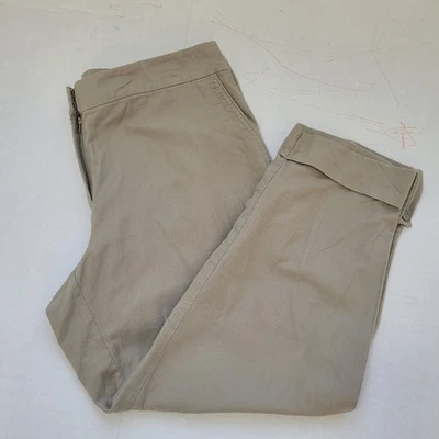 Eileen Fisher Women's Organic Cotton Lightweight Pants Medium Pockets Tan Khaki  - Image 1 of 4
