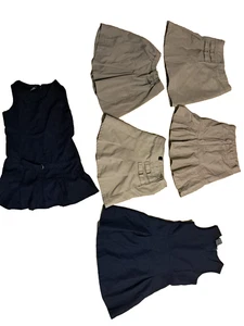 (6) Girls 7/8 Tan Skirts & Navy Dresses Medium Lot Size 7/8 School Uniform Style - Picture 1 of 6