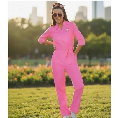 芭比电影粉色强力连身裤成人大号服装精神万圣节 — 第 1/4 张图片