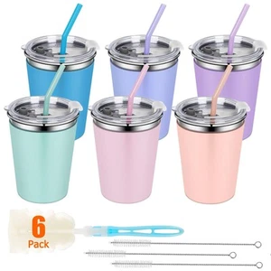 Kids Cups with Straws and Lids, 12oz Sippy Cups with 6 Color Silicone Sleeves... - Picture 1 of 7