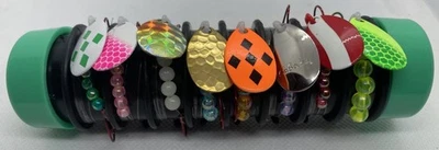 (8) Walleye Crawler Harness Spinner Blade 2 Hook Fishing Rigs on storage tube - Image 1 of 4