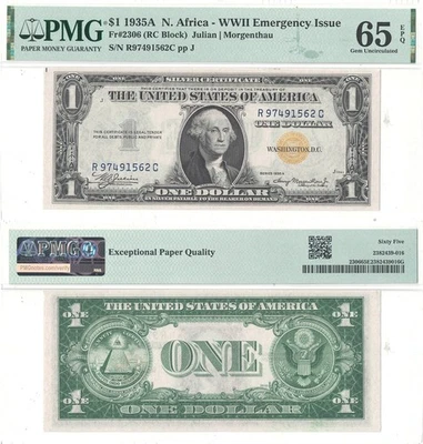 1935-A $1 North Africa Fr-2306 PMG Gem CU-65 EPQ - Image 1 of 3