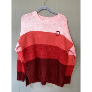 MERSEA Strickpullover rosa rot ombre gestreift OS Lippendetail Kuschelpullover feminin - Bild 1 von 8