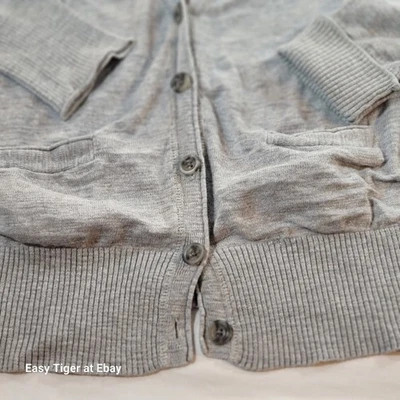 Suéter Mossimo Dad Mujer L Gris Cárdigan Manga Larga Tejido Puños Enrollables Bolsillos Foto 1 de 4