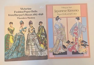 Japanischer Kimono + viktorianische Mode Harpers Bazar Papierpuppen Bücher ungeschnitten  - Bild 1 von 5