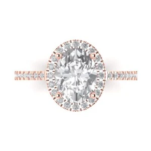 2.27 cttw Oval-Cut Cubic Zirconia Solitaire Engagement Ring (14K Rose Gold) - Picture 1 of 11
