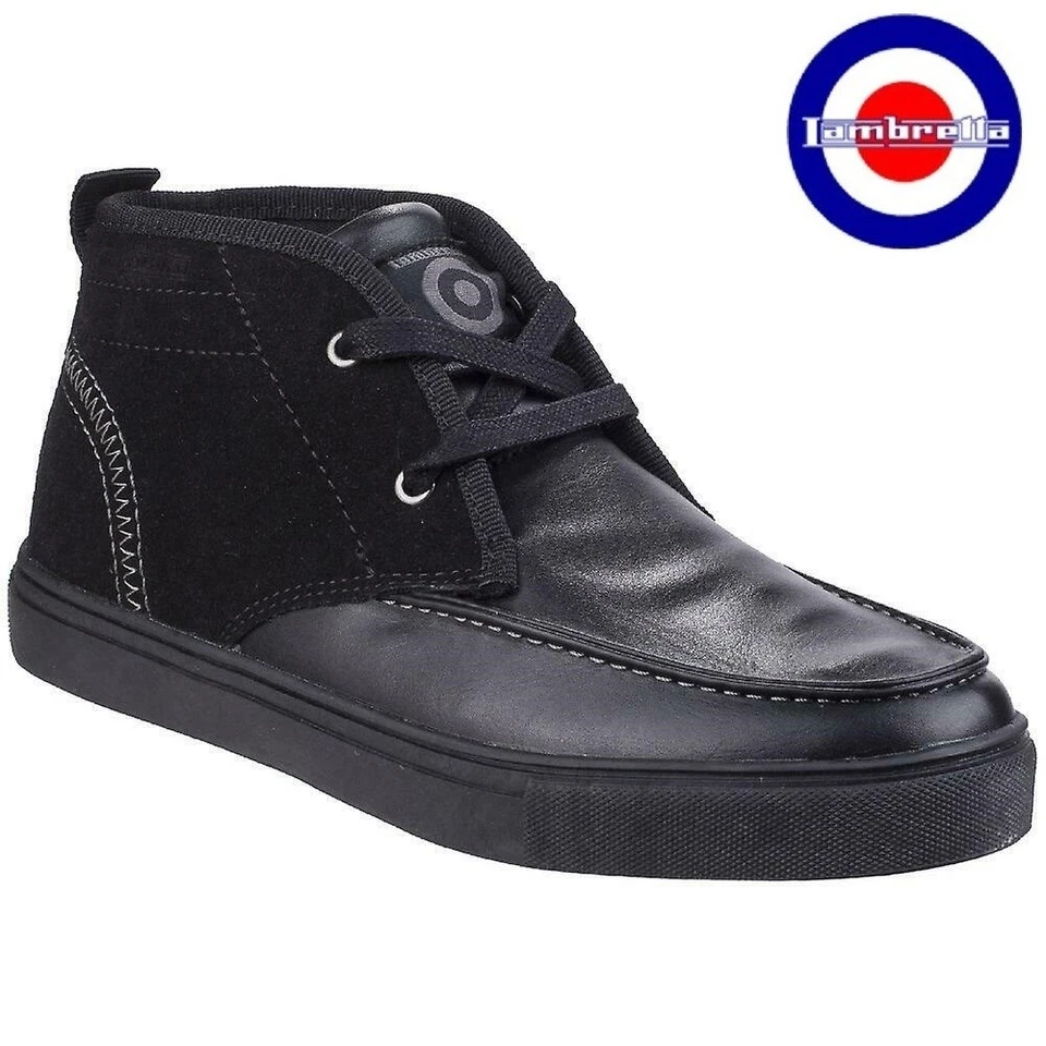 LAMBRETTA KINDER JUNIOR STIEFEL SCHWARZ SCHNÜRER SMART KNÖCHEL CHUKKA RETRO SCHUHE GRÖSSE UK