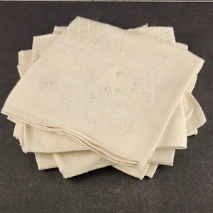 6 Pc Damask Dinner Dining Napkins Linen Cream Champaign Vintage Cloth 12" Sq - Picture 1 of 10